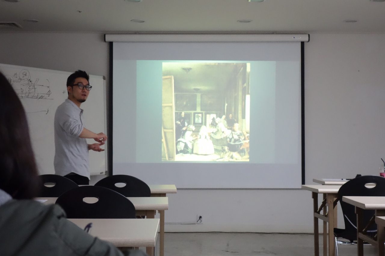 유원준 강사가 우민예학 두번째 강의 예술과 기술, 공존과 결합에 대해 설명하고 있다.