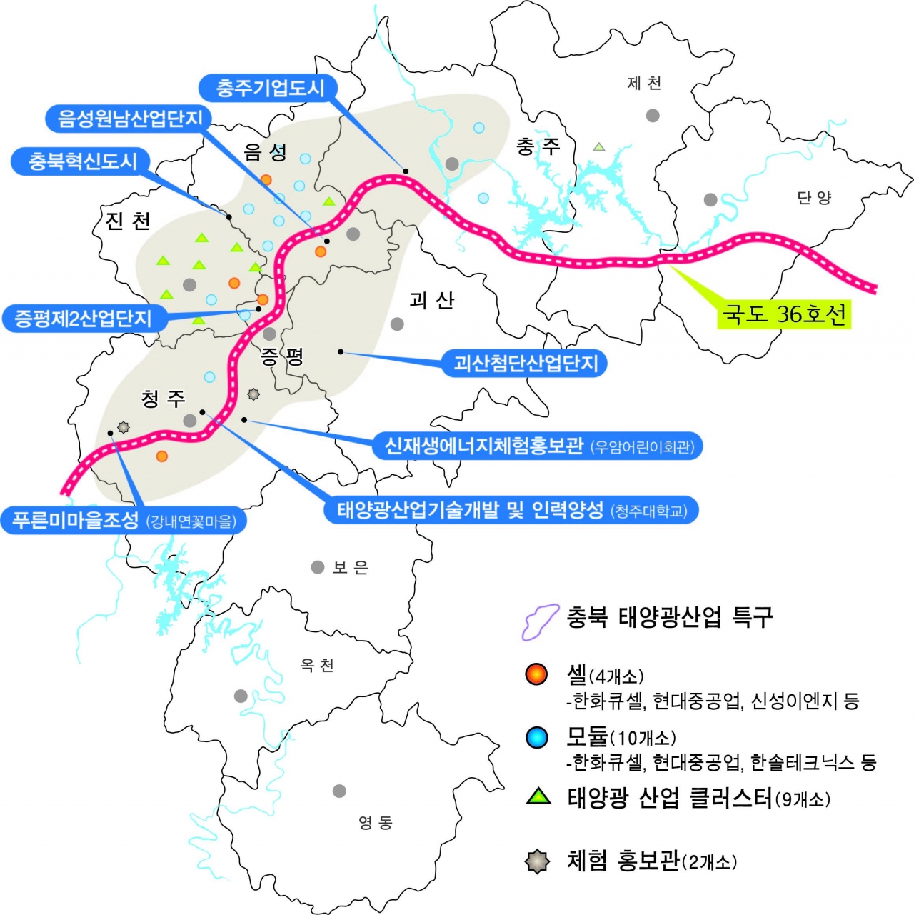 충북 태양광산업 특구 MAP