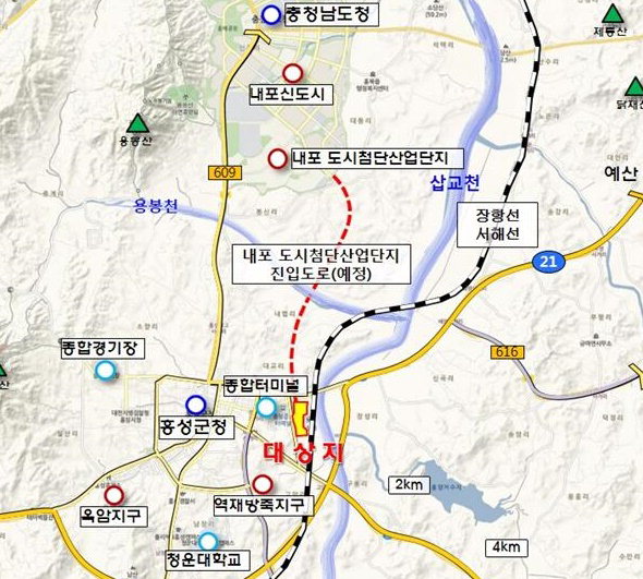 홍성 역세권 도시개발사업(대상지) 위치도/홍성군 제공