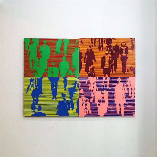 기예은 People(사람,일상), Line tape on panel, 260.4x212 cm ,2016
