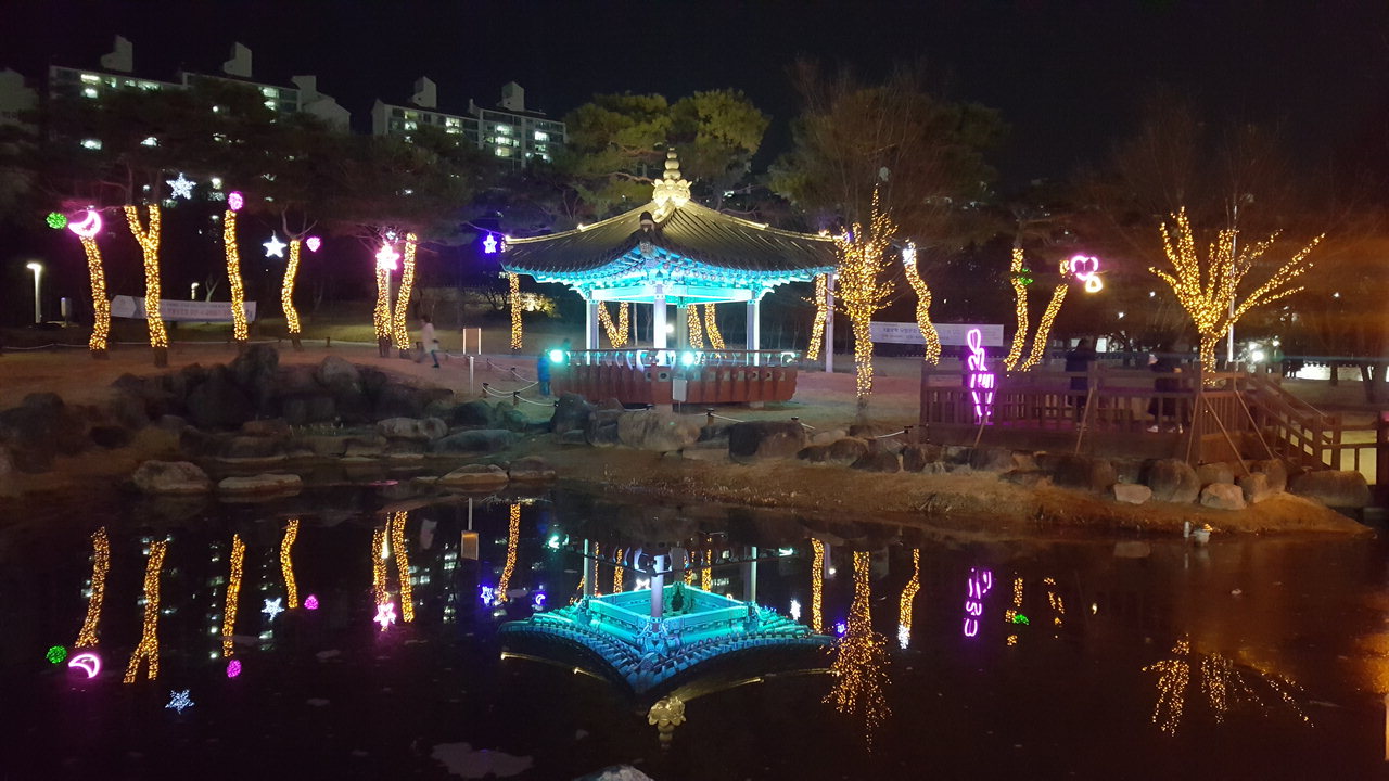 대전 대덕구는 설을 맞아 지역민과 관광객들을 위해 동춘당공원 내에 수목 경관조명을 운영한다. / 대덕구
