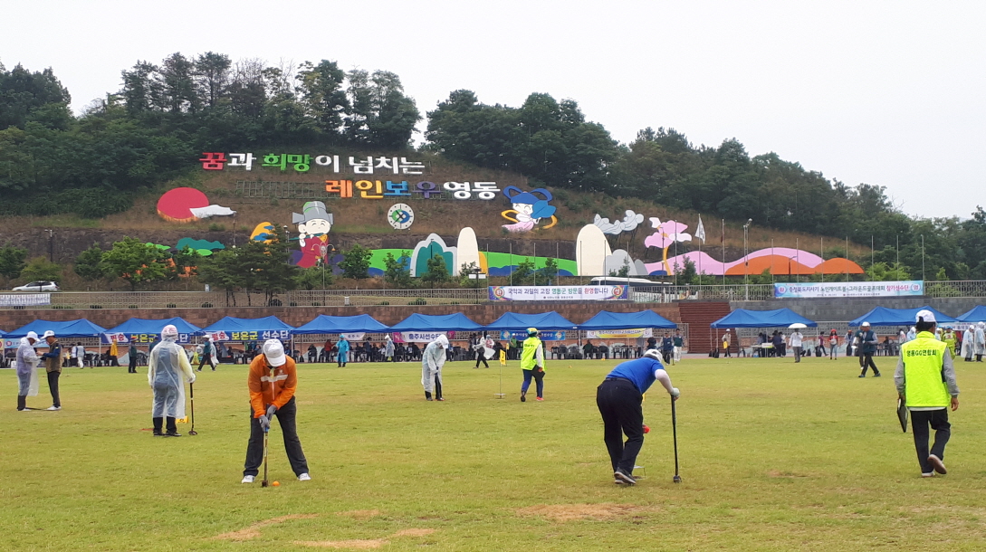 26일 영동군민운동장에서 제30회 충북도지사기 노인게이트볼대회가 열리고 있다. / 충북도 제공