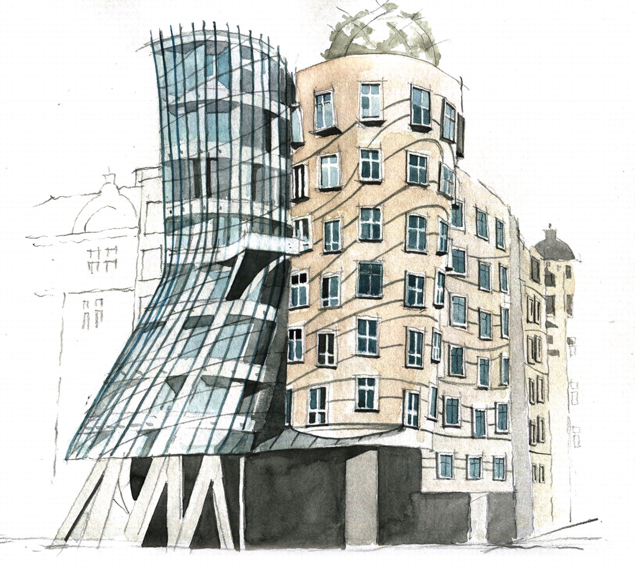 체코 프라하의 내셔널 네델란덴 빌딩. / 건축의 탄생에서