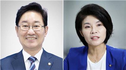 법무부 장관에 내정된 박범계 국회의원(왼쪽), 환경부 장관 후보자에 내정된 한정애 국회의원.