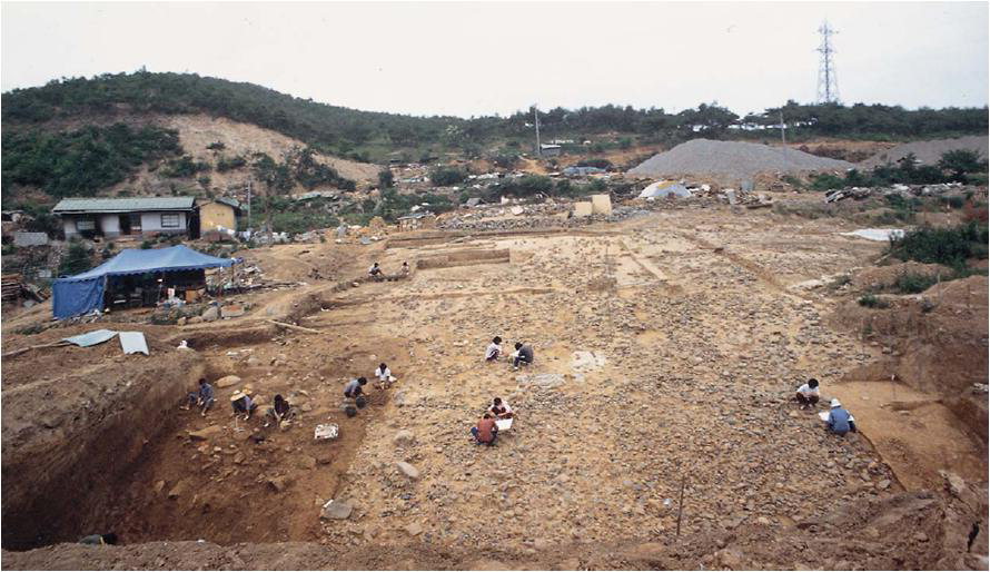 수양개 1지구 1,250㎡의  발굴 모습(4차, 1985년 6월)
