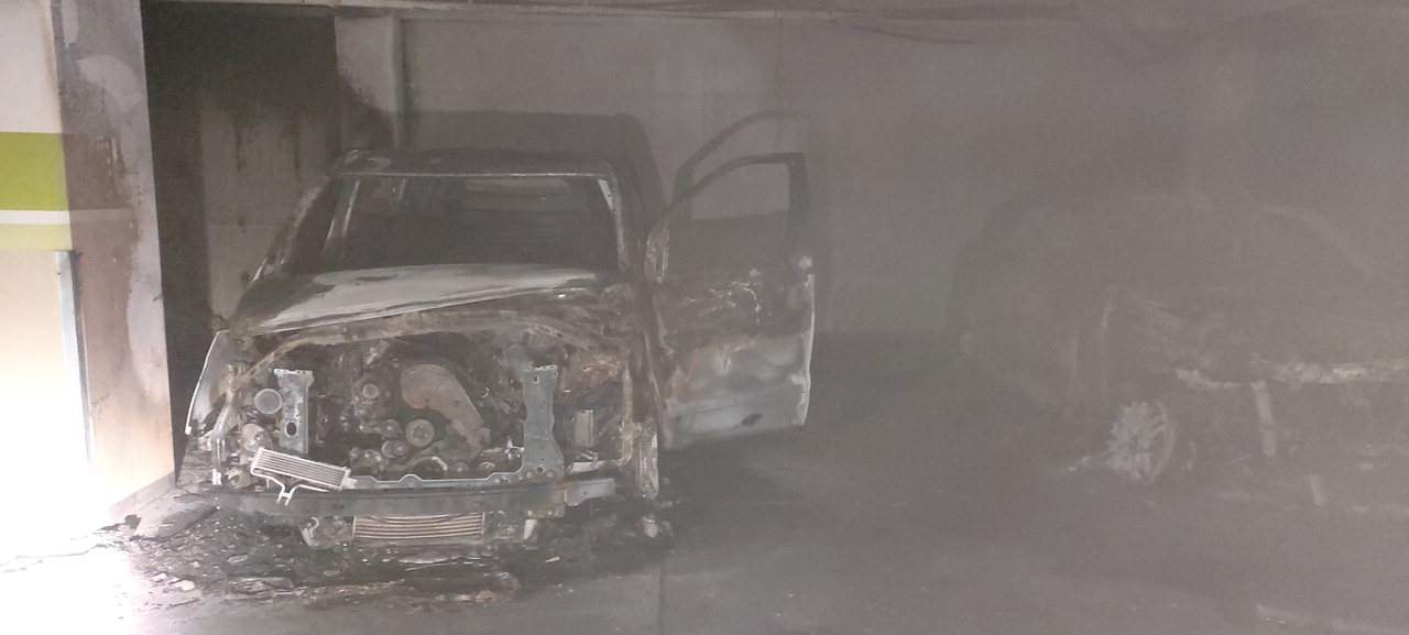 1일 오후 7시 20분께 충북 청주시 서원구의 한 아파트단지 지하주차장에서 불이 났다. /청주서부소방서