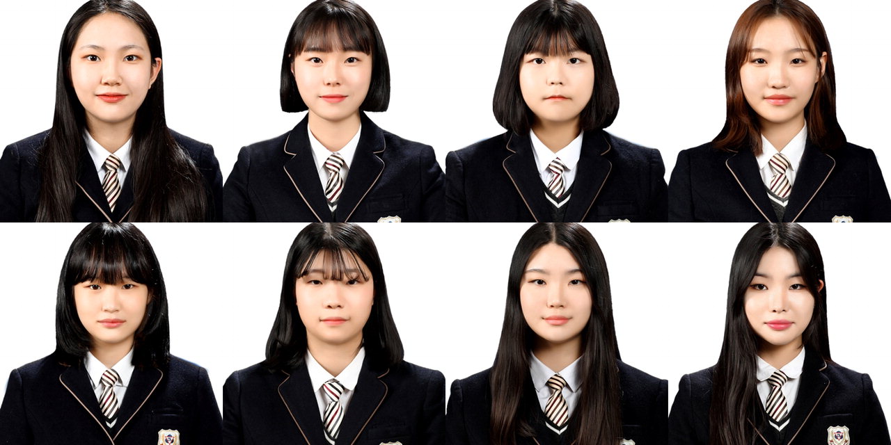 상단 좌측부터 김서진, 박경진, 박은주, 안혜연 학생, 하단 좌측부터 연정아, 이도희, 이유승, 장시은 학생.