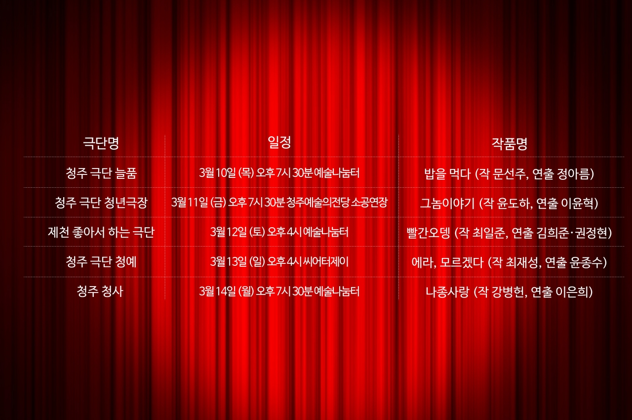 제 40회 충북연극제 참가작품 공연 일정표