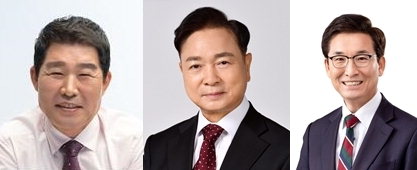 왼쪽부터 김진균 심의보 윤건영 충북도교육청 예비후보.