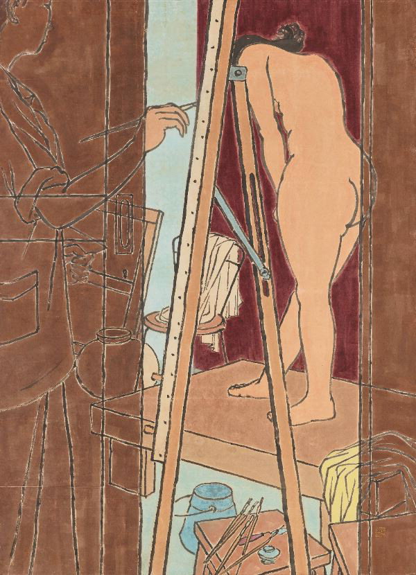 권영우 作 '화실별견', 1956, 종이에 수묵담채, 154×113cm