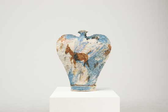 고승연 作 'Alibi series 3  love 병' 28x5x31(h)cm, stoneware, glaze, 2023