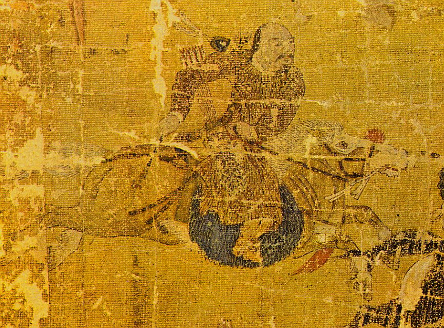 공민왕이 말타는 자신을 그렸다고 전해지는  부분(14세기 중엽). 소장: 국립중앙박물관.