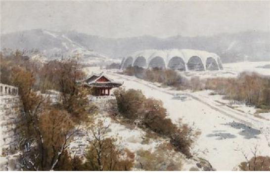 김성호, 조선화, 대동강변의 겨울