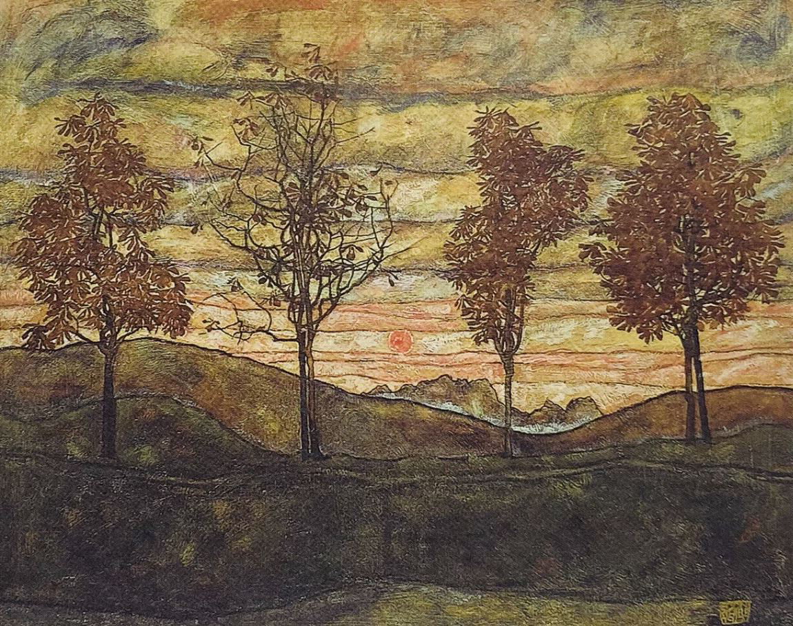 에곤 쉘레 '네개의 나무가 있는 풍경'(1917년)
