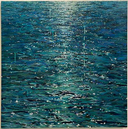 문지혜- '바다윤슬', oil on canvas, 97x97cm, 2023