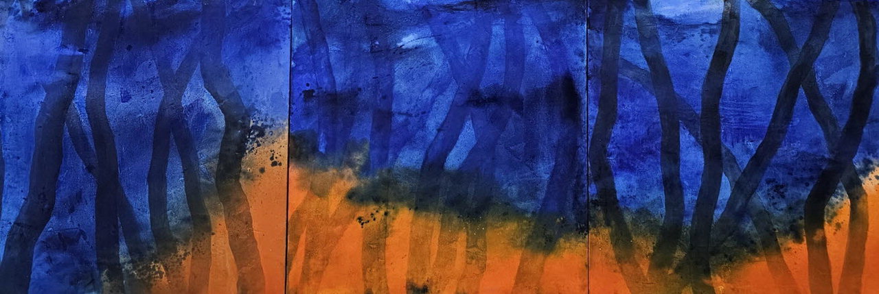허광자 - 'Falling in Pine Tree-Time', 273.0x91.0cm,Oil-on-canvas,2023