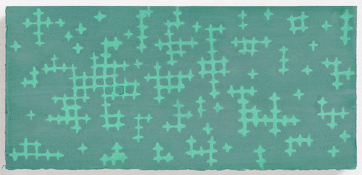 'Beyond the holes-greenish', gouache on paper, 15x38.5cm_2023