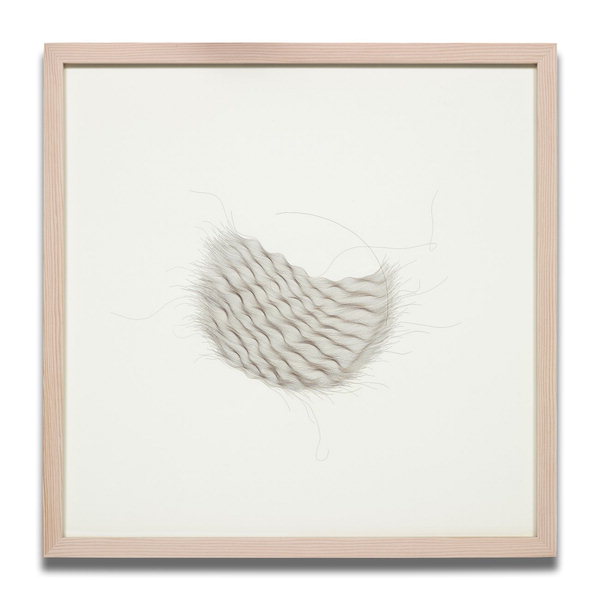 이세경- 'Hairline-005', 2017, human hair glued on paper, 40x40cm